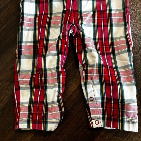Sammy + Nat Red White Plaid Coveralls Overalls Romper Unisex Baby 12-18 Months - Picture 3 of 6